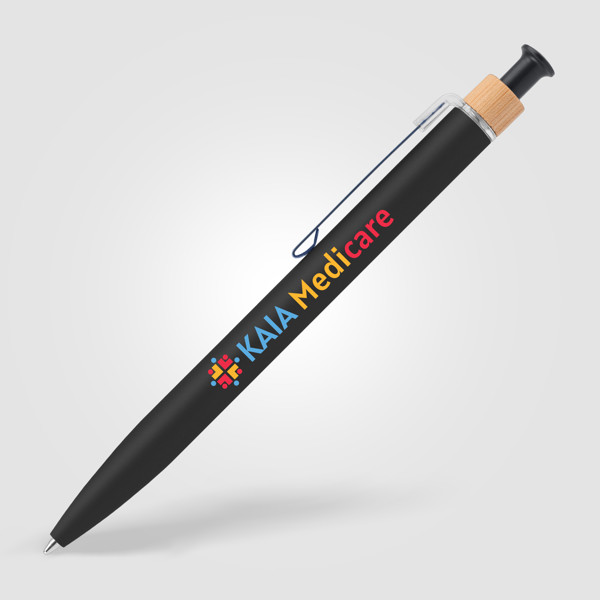Reborn Click Softy Stylo en aluminium recyclé - Noir / Jet d’encre 4 couleurs