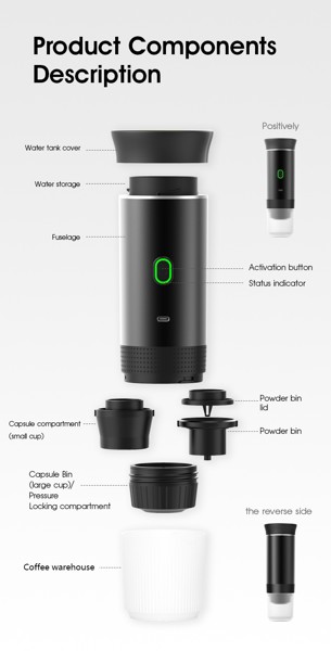 Portable electric coffee maker - WHITE