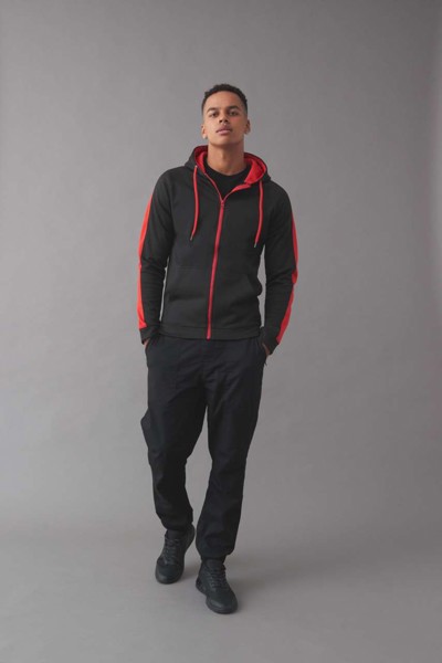 Sports Polyester Zoodie - Jet Black / Fire Red / S