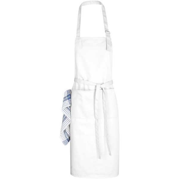 Zora apron with adjustable neck strap - White