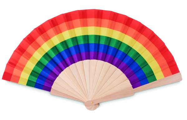 Bowfan hand fan wood, polyester 232 mm