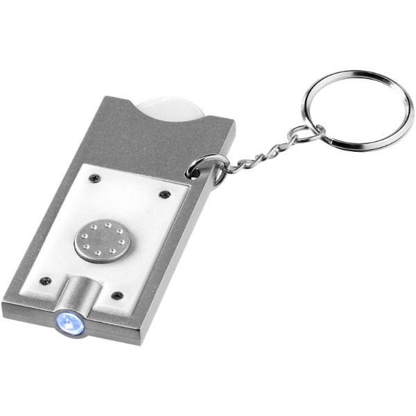 Allegro LED keychain light with coin holder - White / Silver