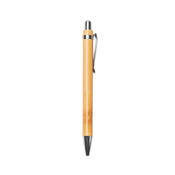 Personalised bamboo ballpoint pen and mechanical pencil set with metallic details