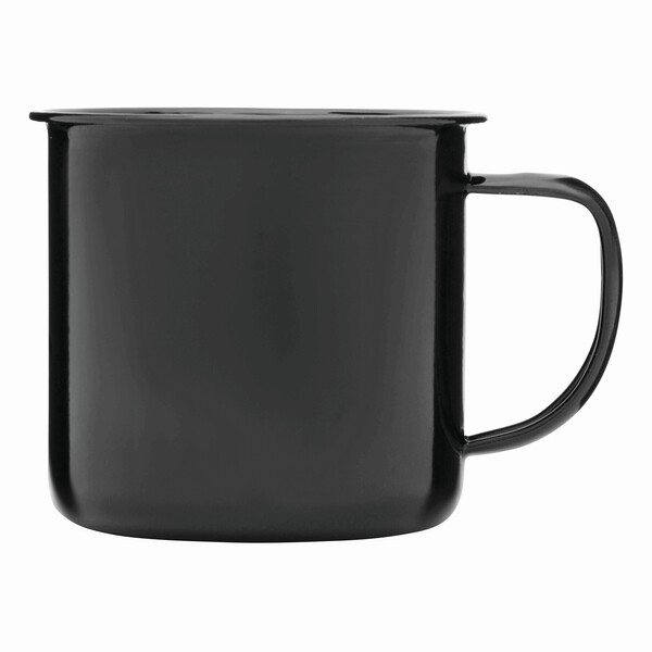 Smaltovaný hrnček Retro Cup - Čierna / Biela