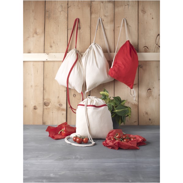 Sac à dos Oregon en coton de 140 g/m² avec cordon de serrage 5L - Blanc