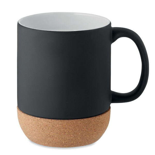 Matt ceramic cork mug 300 ml - Black