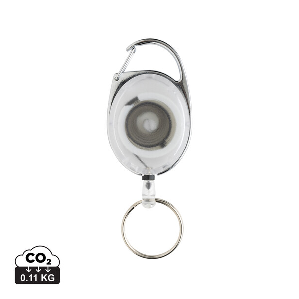 Xd Collection roller keychain, recycled ABS, 60cm cord - White