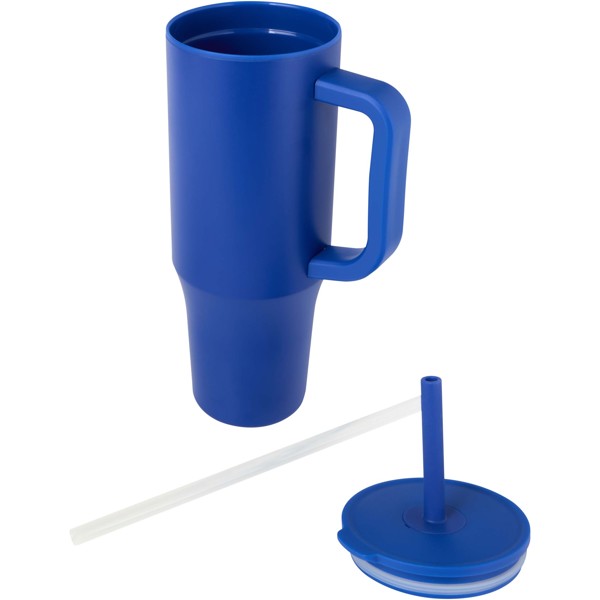 Gobelet isotherme Brady 900 ml certifié RCS avec paille en silicone - Bleu royal