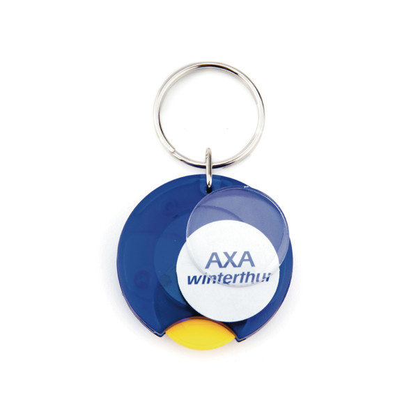 Porta-Chaves Cr-25 Com Moeda  Para Carrinho Compras, 1 Face (Ø25mm) - Azul Royal