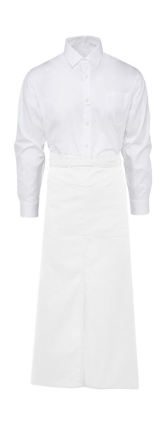 Berlin Long Bistro Apron With Vent And Pocket - White / ONE SIZE