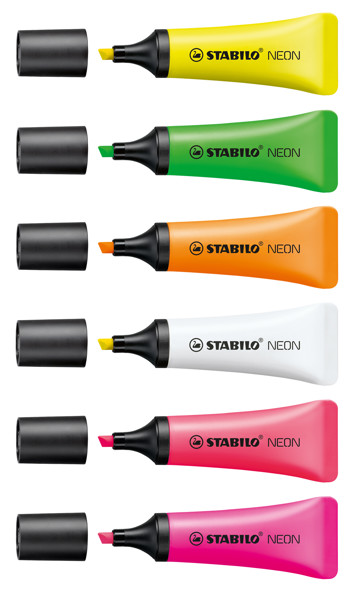 STABILO NEON highlighter, white, ink yellow