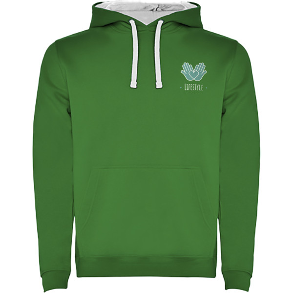 Felpa con cappuccio da uomo Urban - Verde kelly / Bianco / M