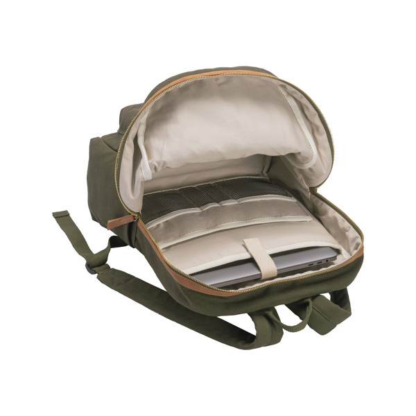 Zaino In Canvas Riciclato Con Compartimento Imbottittito Per Notebook - Verde Scuro