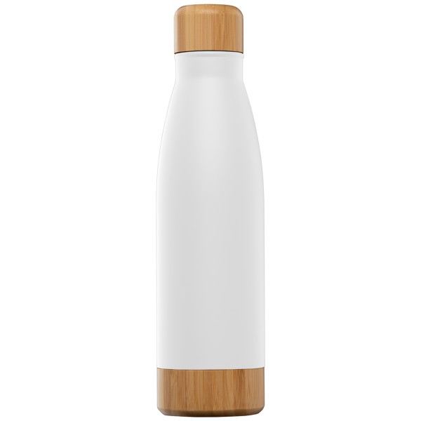 Ibiza Bamboo - 650 ml Double-Wall Stainless Bottle - White / 4 Colour inkjet