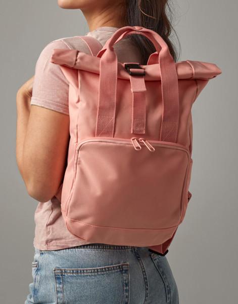 Recycled Mini Twin Handle Roll-Top Backpack - Blush Pink / ONE SIZE
