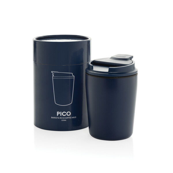 Tasse à café 220ml dans une boite cylindrique Pico Barista - Bleu Marine
