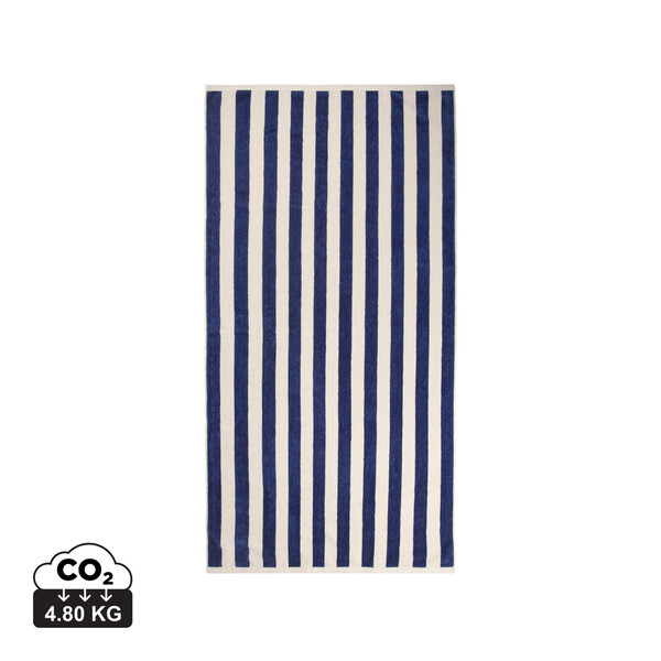 VINGA Serviette de plage GRS Lagoa - Bleu Marine / Blanc