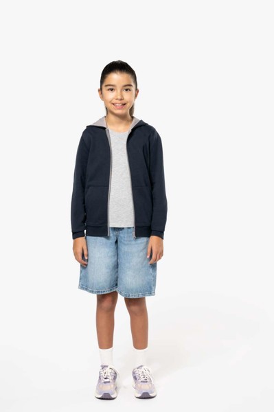 Kids' Full Zip Hooded Sweatshirt - Black / Red / 8/10