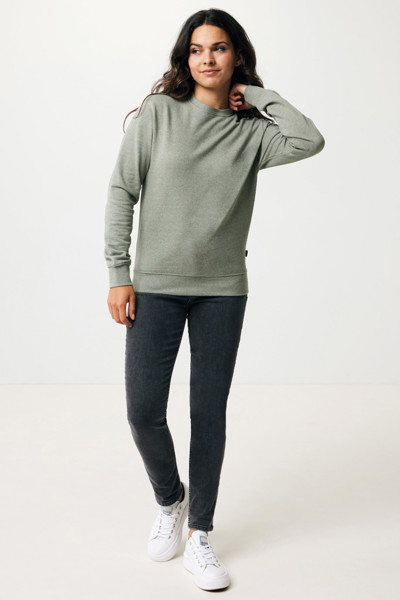 Pull à col rond en coton recyclé non teinté Iqoniq Denali - Heather Green / XL