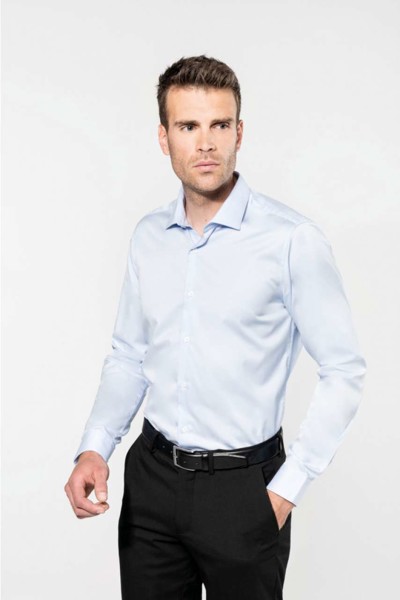 Men's Long-Sleeved Twill Shirt - White / L