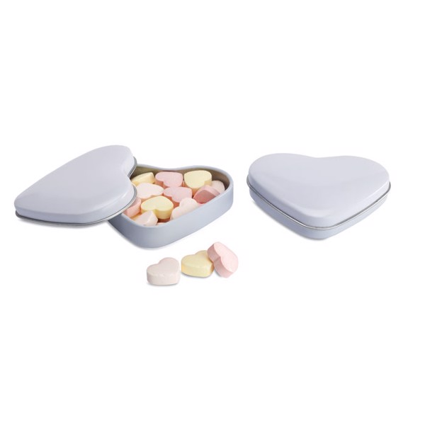 Heart tin box with candies Lovemint - White
