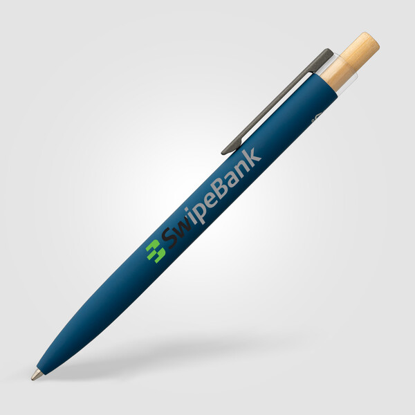 Stylo Reborn Deluxe en aluminium recyclé - Bleu marine / Laser