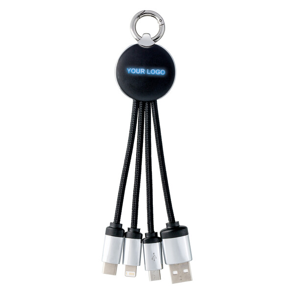 Câble de Charge 3 en 1 avec Lumière PUHALANI - noir / bleu
