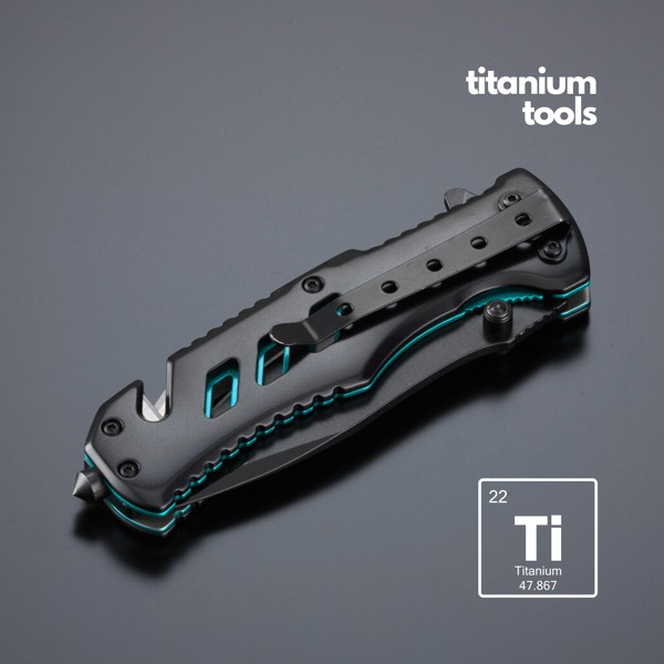 Couteau D'urgence En Acier Revêtu De Titane Optima - Turquoise
