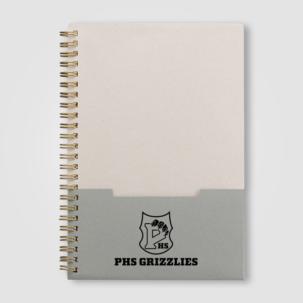 Lino FSC Paper Spiral Binding Vertical Pocket Notebook - A5 - Grey / Silkscreen