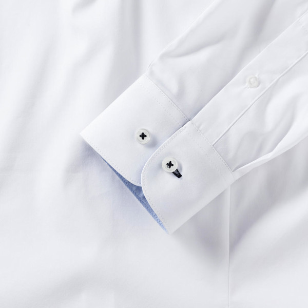 Men'sLS Tailored Contrast Ultimate Stretch Shirt - White / Oxford Blue / Bright Navy / 4XL