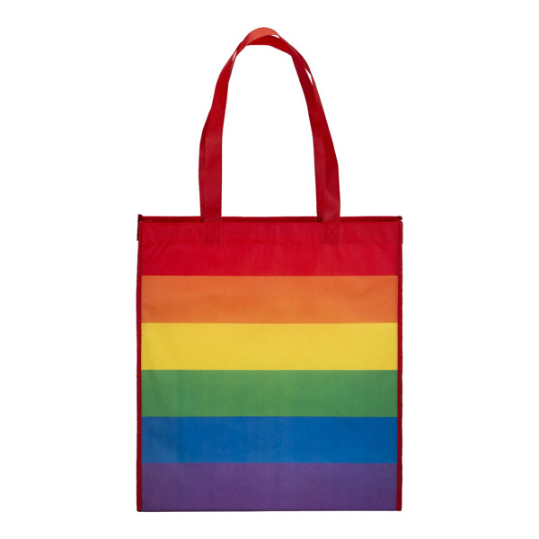 Shopper Arcobaleno In R-Pet  80G/M2, Manici Lunghi E Soffietto