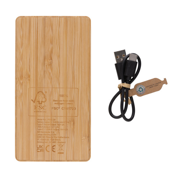 Sunwick 10.000 mAh Bamboo solar powerbank