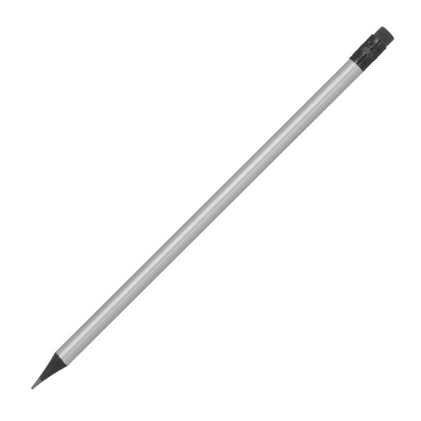 Pencil with eraser in metallic colors JAMES - Silver