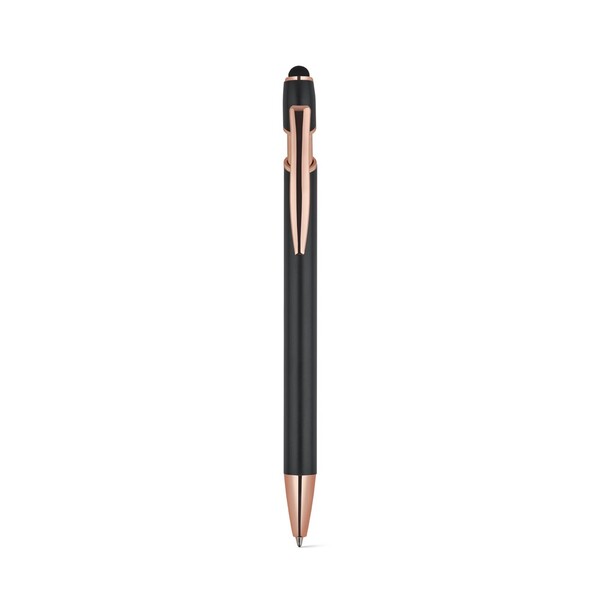 NEIL ROSE. Stylo à bille en aluminium recyclé (100% rAL), avec une finition mate et une encre bleue - Noir