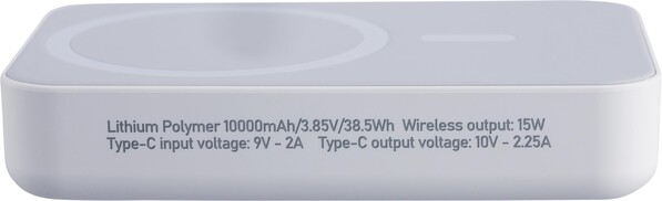 Gerecyclede draadloze oplader powerbank Meno - wit