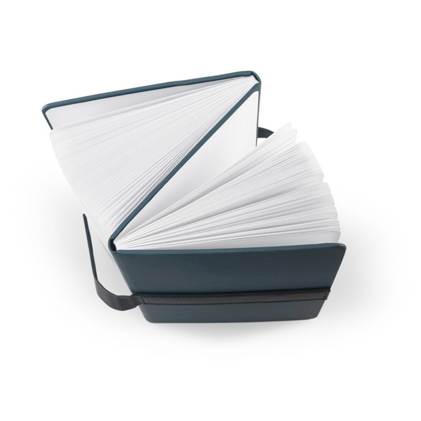 SANDERSON. Bloco de notas A5 em PU (50% reciclado) com dois blocos: páginas pautadas e páginas lisas