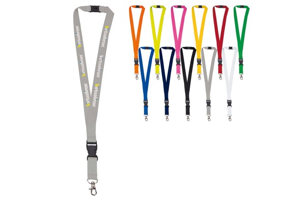 Polyester lanyard 20mm with buckle and hook - Fluor-pink