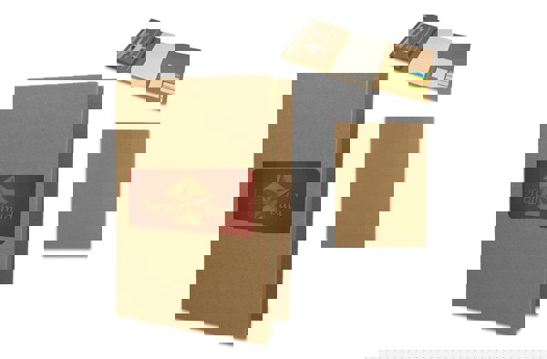 Recycled paper tri-fold stationary set