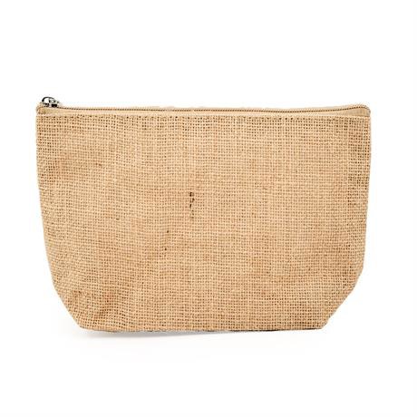 Personalised jute toiletry bag with matching zip and puller