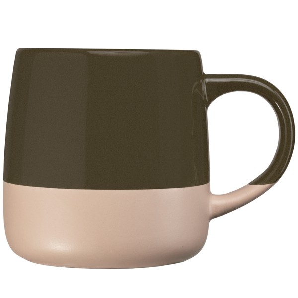 Mug Atlas, céramique, design à blocs de couleur - 445 ml - Vert foncé / Sérigraphie