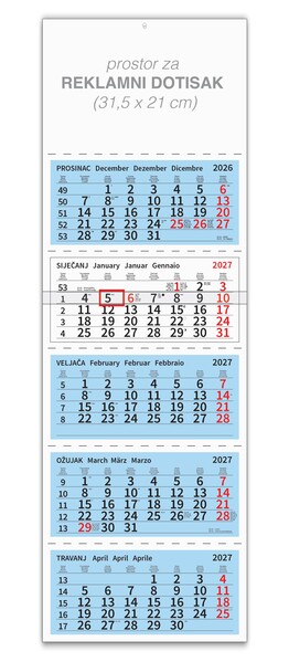 Poslovni kalendar – Peterodjelni plavi