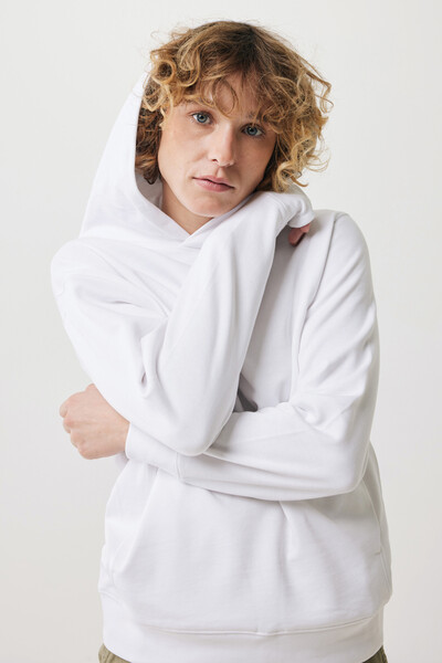 Mikina s kapucí a bočními kapsami Iqoniq Yengo z rec. bavlny - Recycled White / XXXL