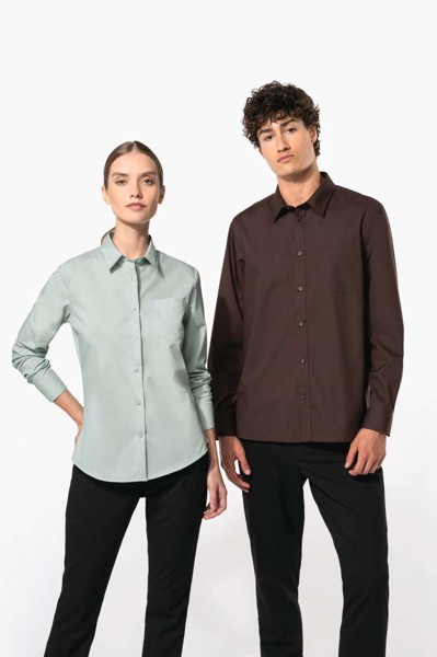 Jessica - Ladies' Long-Sleeved Shirt - Marl Storm Grey / 4XL