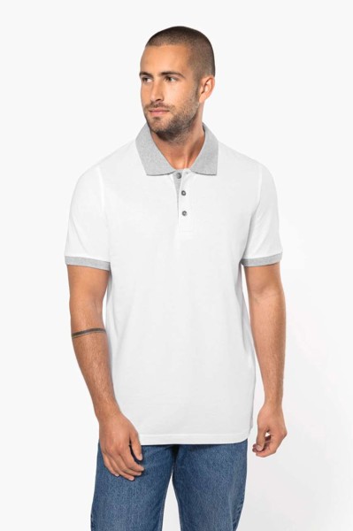 Muška dvobojna piqué polo majica - Bijela / Light Siva / 2XL