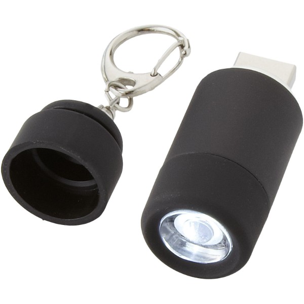 Llavero linterna LED USB recargable "Avior" - Negro Intenso