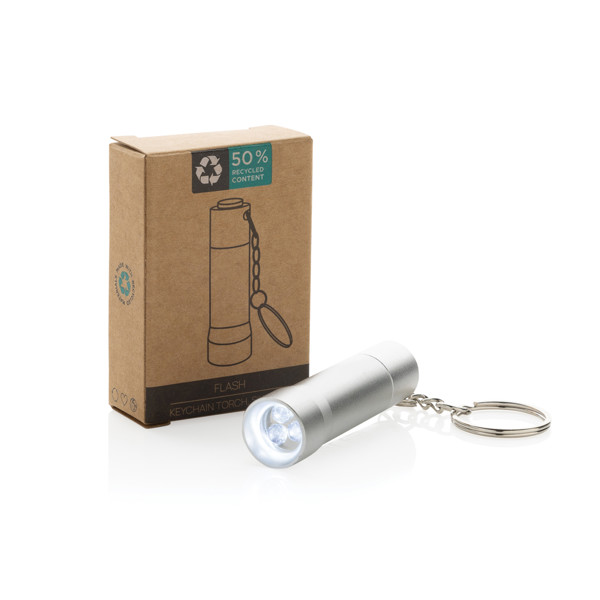 Flash RCS recycled aluminium keychain torch - Silver Grey