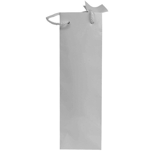 157 G/M2 Laminated Paper Bottle Shopping Bag With Gusset And Bottom Reinforcement, String - White