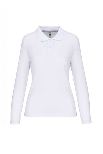 Ženska polo majica dugih rukava - Bijela / XL