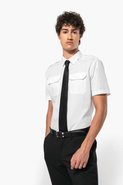 Men's Short-Sleeved Pilot Shirt - White / M