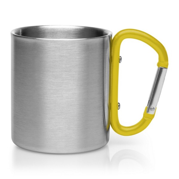 Metal mug 210 ml with carabiner clip | Easton - yellow